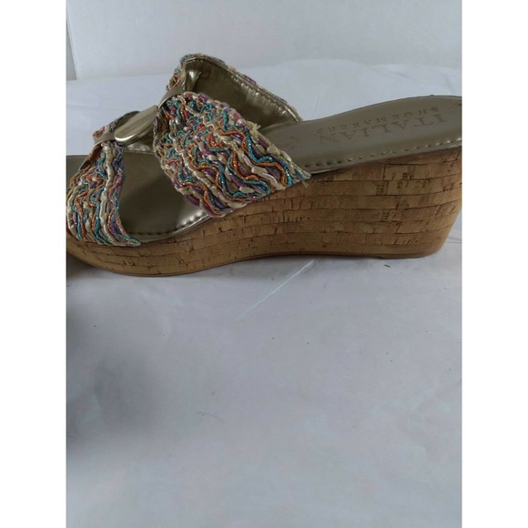 Italian Shoemaker Sandals Cork Wedge  Sz 9.5 - Picture 4 of 10